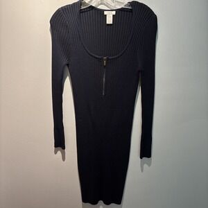 Cache Navy Sweater Dress Bodycon‎ Women's SzM Long Sleeve Stretchy